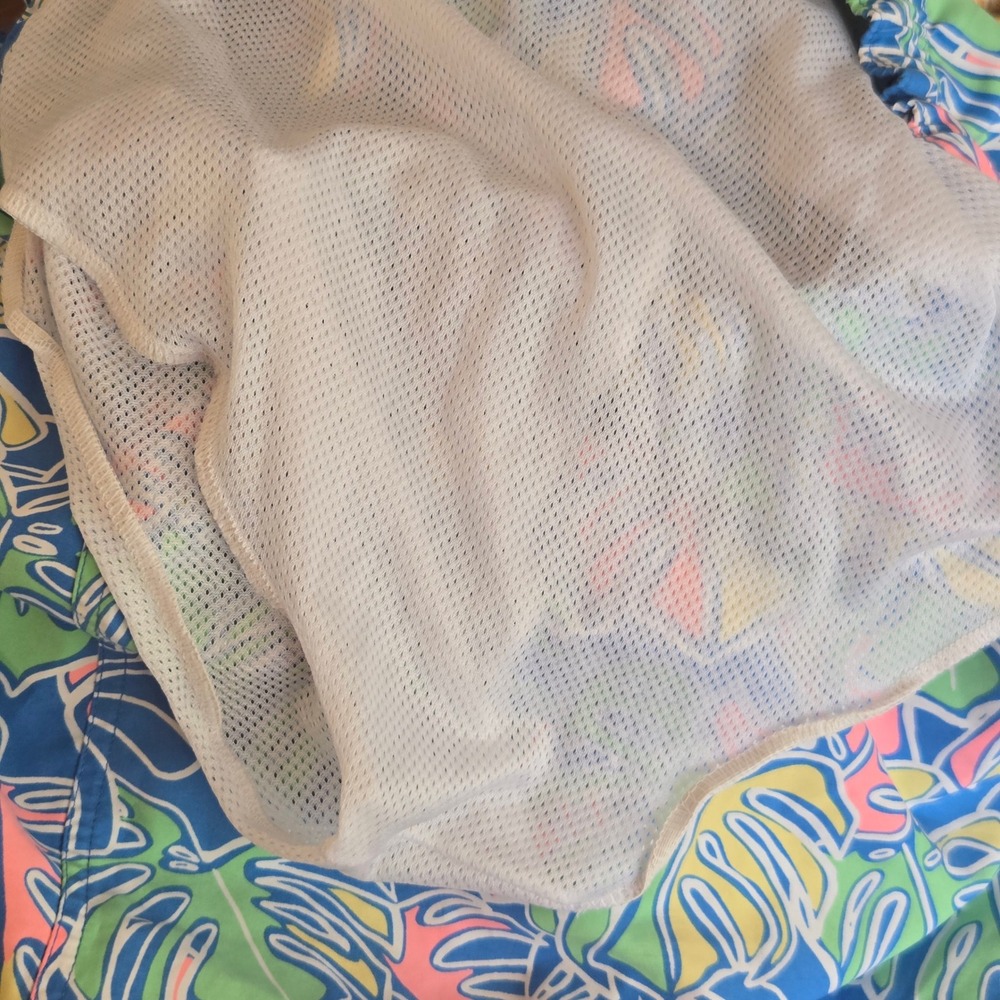 Vineyard Vines Mens Tropical Monstera Leaf Print Swim Trunks Blue Pink Green XL - Picture 7 of 9